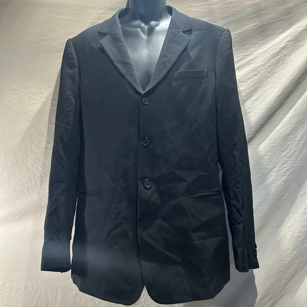 Emporio Armani Mens Black Virgin Wool Blazer Suit Jacket IT 50 US 40R Italy